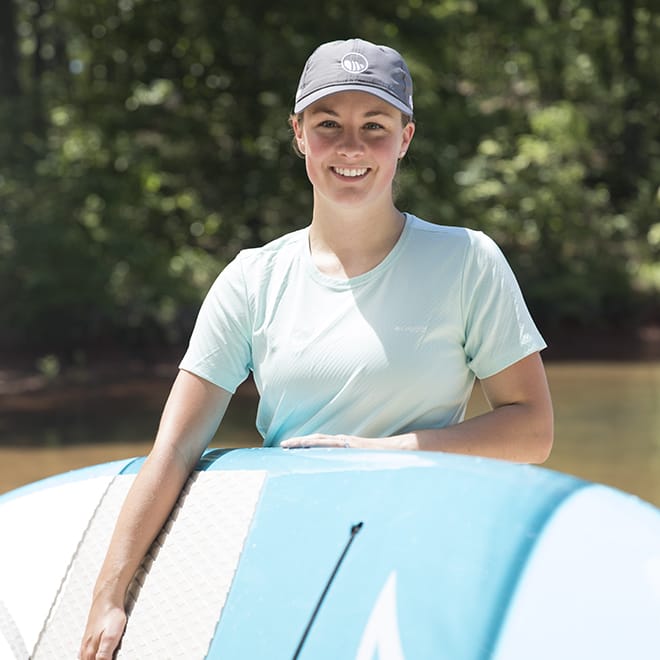 Anna Claire with her board