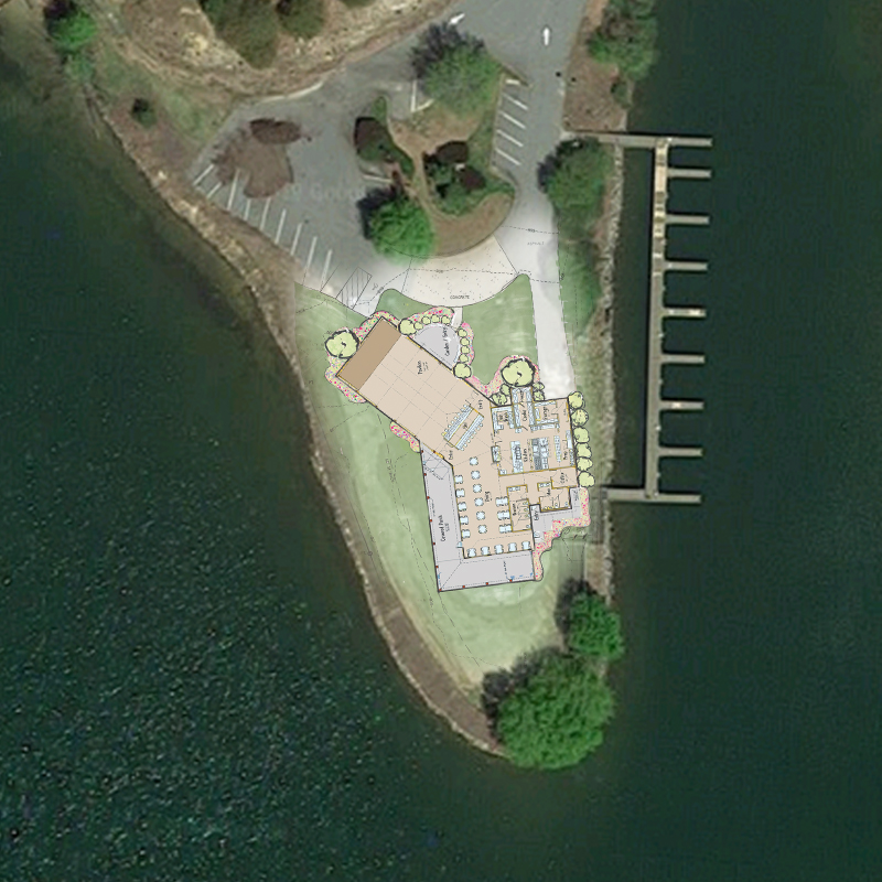 Keowee Vineyards Lakehouse Rendering Aerial View